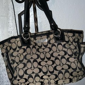 Coach Signature F19249 Side Zippers Gallery Tote Shoulder Handbag Purse